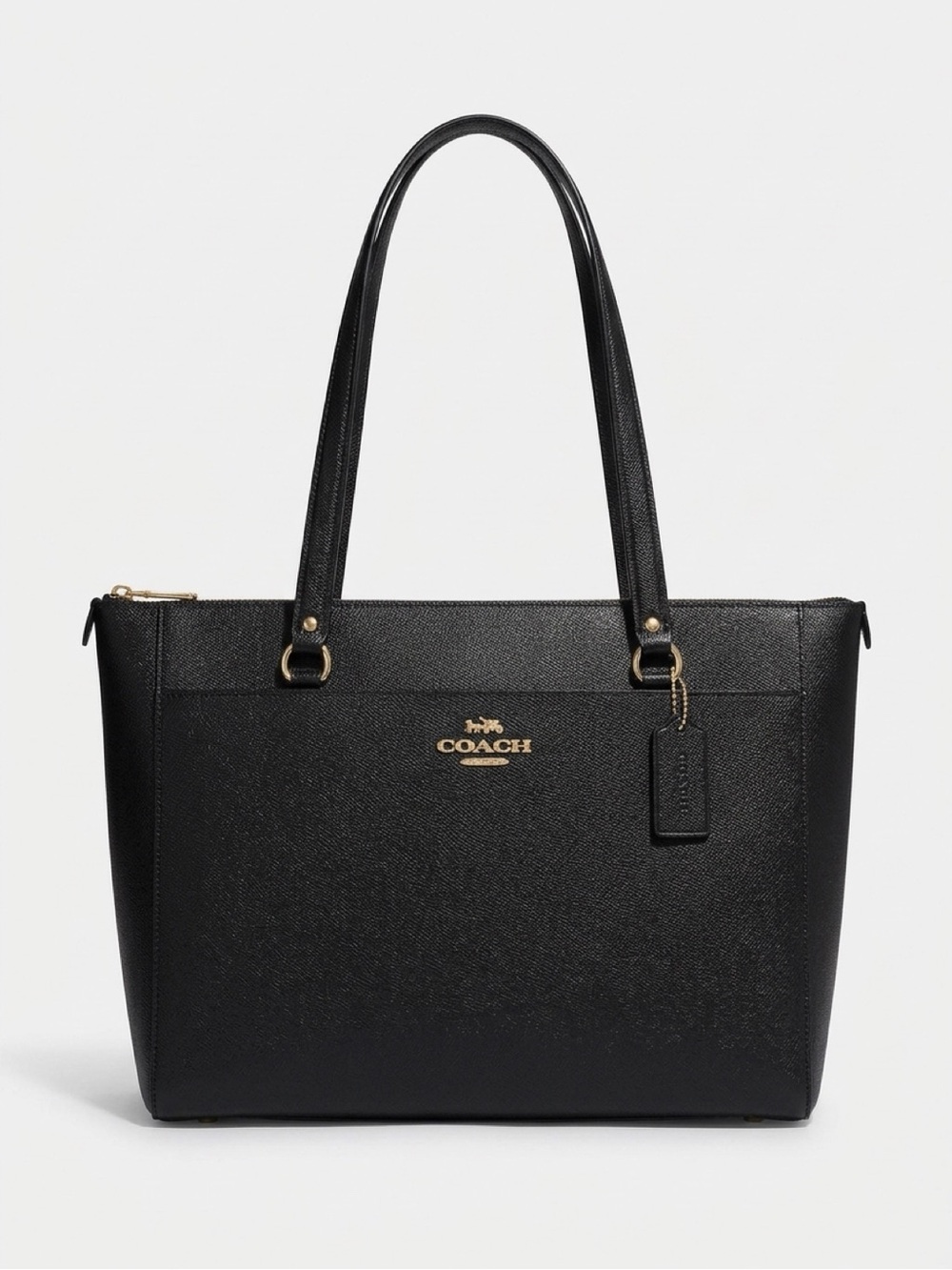Coach Black Addison Tote Bag Crossgrain Leather Work Laptop -EUC